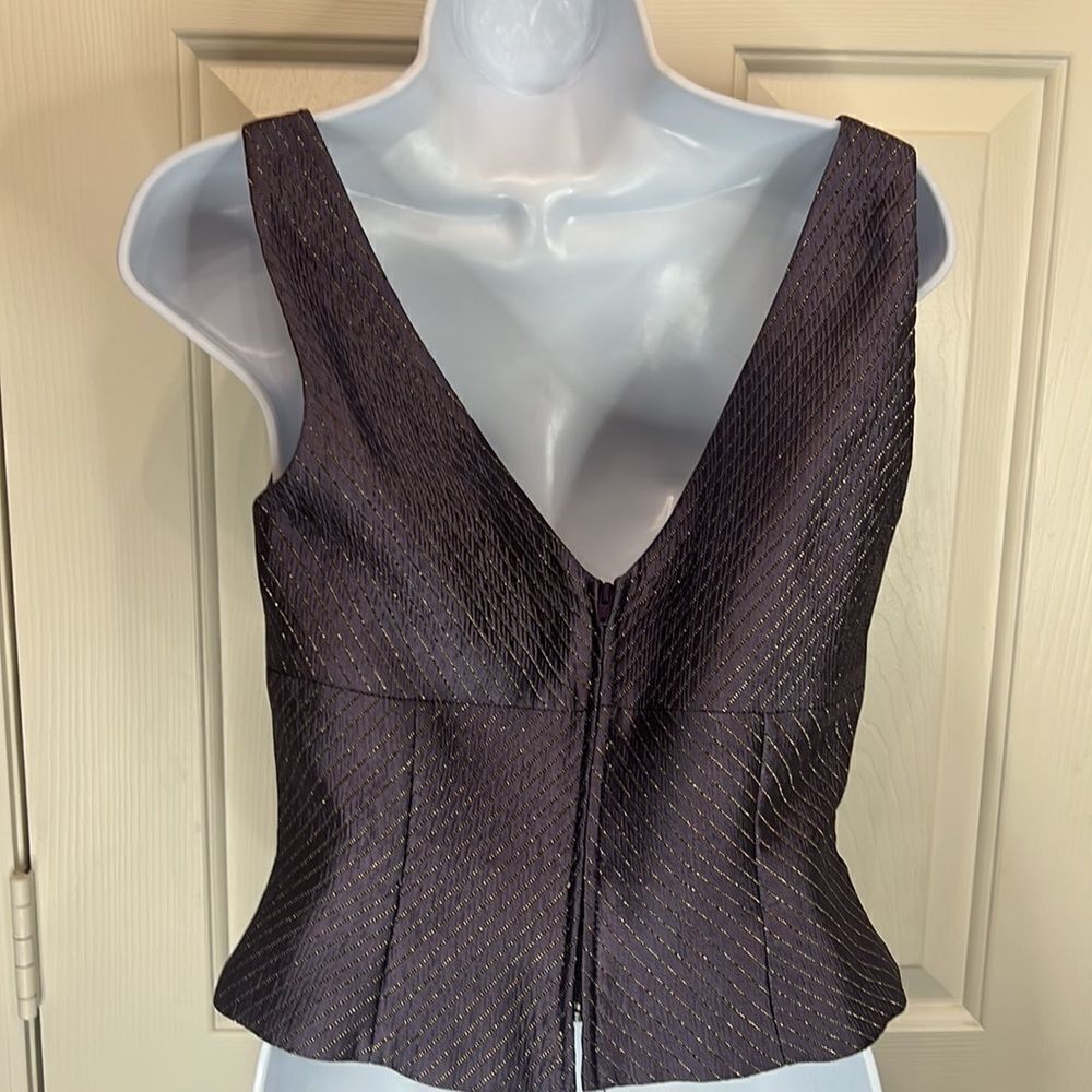 Js Collection Formal Top Size 6 Cropped V Neck Pu… - image 4